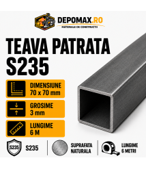 Teava patrata 70 x 70 x 3 mm, 6 metri